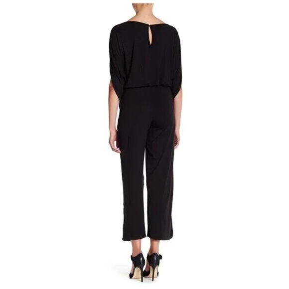 Go Couture Jumpsuit Boatneck Ragland Sleeve Wide Leg Cropped - Picture 3 of 6